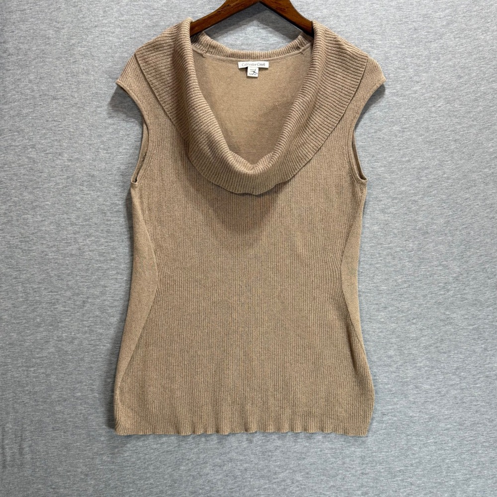 Coldwater Creek Shimmering Sweater Top Womens L Tan Silk Blend Layering Party